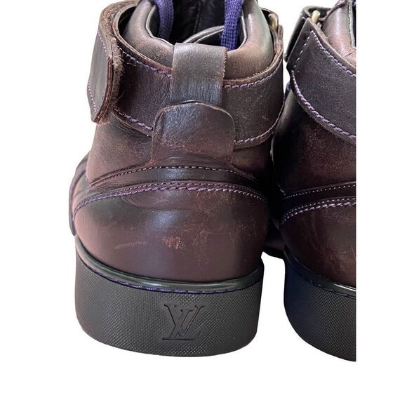 Louis Vuitton Sneakers Men’s 8 High Top Leather Brown Purple Authentic BA0097 8 - Picture 10 of 16